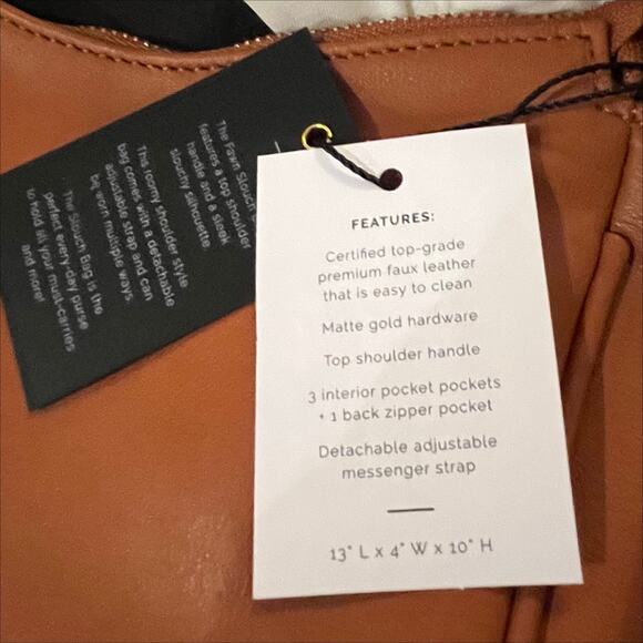 Fawn Design Faux Leather The Slouch Tote Bag with Dust Bag in Matte Brown - Picture 8 of 9